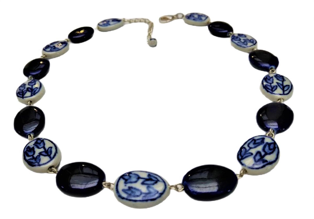 Collier delftsblauw handgeschilderd porselein