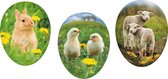 Drie Paaseieren met schattige lente dieren - om zelf te vullen - van karton gemaakt in Duitsland
