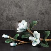 BaykaDecor - Premium Magnolia Kunst Takken Met Bloemen - Decoratie - Ware Grootte - Licht Blauw - 116 cm - Kunstplant - Beverboom