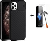 GSMNed – iPhone 12/12 Pro Zwart – hoogwaardig siliconen Case Zwart – iPhone 12/12 Pro Zwart – hoesje voor iPhone Zwart – shockproof – camera bescherming – met screenprotector iPhon