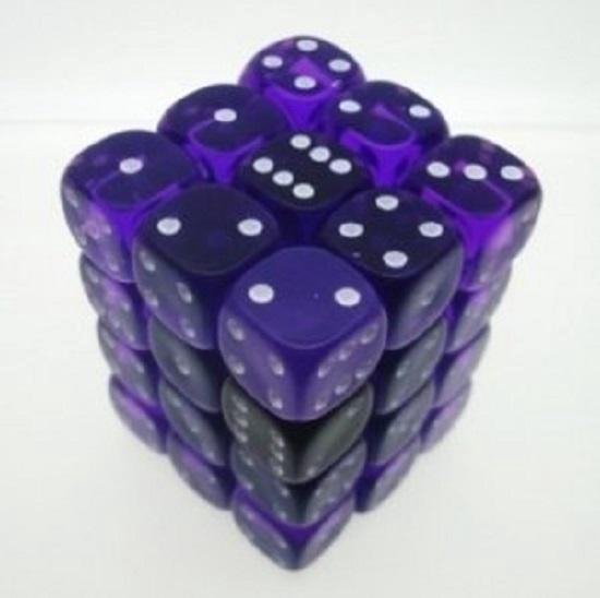 Afbeelding van het spel 6 doorzichtige paarse dobbelstenen 12mm