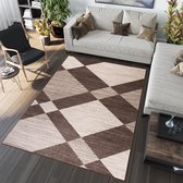Tapiso Sari Vloerkleed Woonkamer Abstract Tapijt Bruin Maat- 240x330