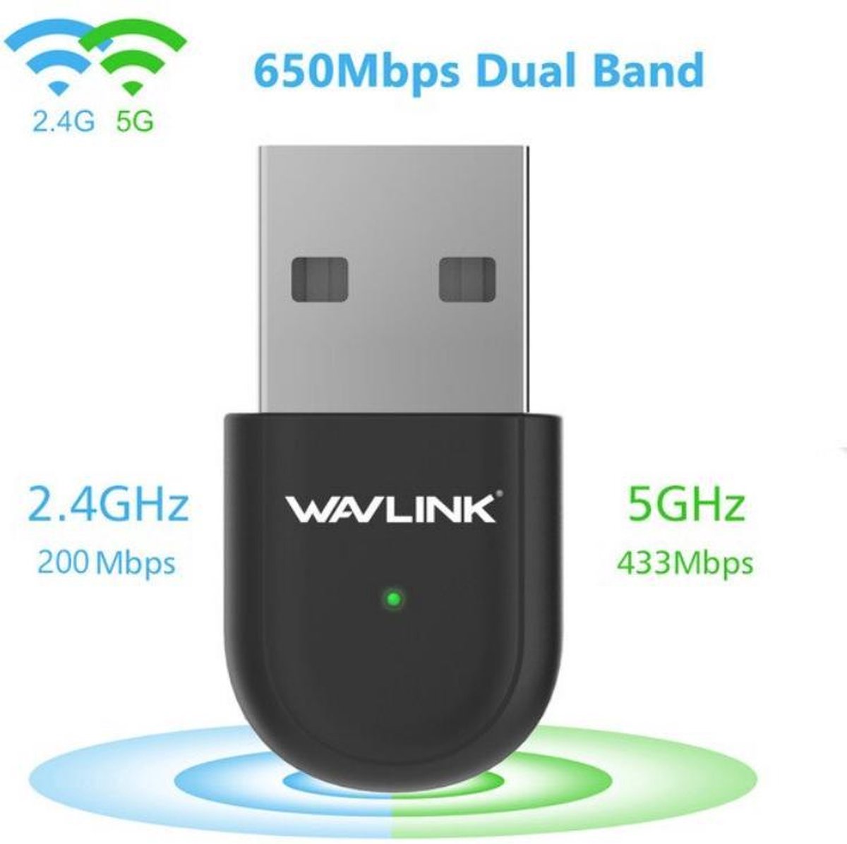 Wavlink AC650 Dual Band WiFi USB Adapter - Mini - Pocket WiFi USB Adapter - Windows - Mac OS X