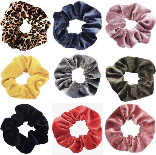 Kraagjeskopen.nl® Scrunchie Set Velvet Haaraccessoire Haarelastiek - 9 stuks Scrunchies Meest Verkocht