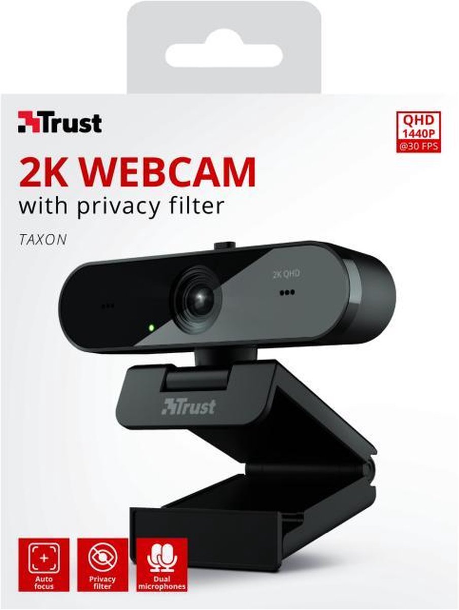 Trust Taxon - Streaming Webcam - QHD 2K - Autofocus - Zwart | bol