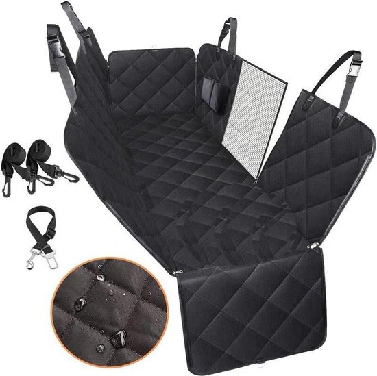 STARROAD-TIM 110X60CM Hondenautobarrière Voertuigbescherming Huisdierben Debaisseruit Mesh Hondenautoscheidingsnet met touw en haken geschikt voor SUV-pickup en kleine auto's