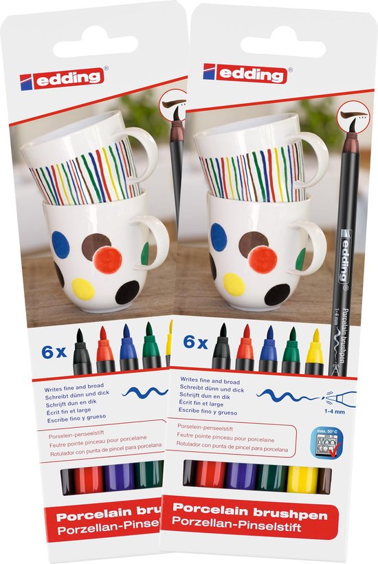 jeugd toetje Vermelding edding 4200 porseleinstiften - 12 porselein markers in basis kleuren -  flexibele,... | bol.com