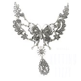 Metalen ketting- vlinder- bloem-zilverkleur-Charme Bijoux