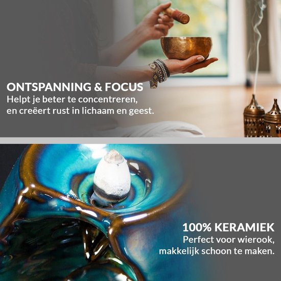 SensaHome - Wierook Houder - Wierook Waterval - Wierook Kegel Brander - Keramiek