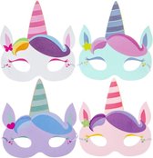 24 Stuks - Mix Unicorn - Eenhoorn Maskers van Foam - Traktatie - Uitdeelcadeautjes - Mix kleur Unicorn Maskers - Jongens & Meisjes