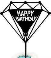 Taarttopper "Happy Birthday" diamant | Verjaardag