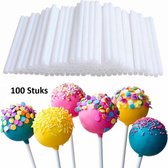 Jendi 100 Cakepops Stokjes - 100 Stuks - 10CM - Bakken - Wit - Plastic - Diameter 35MM