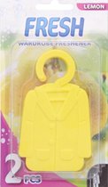 Fresh Kleding- Luchtverfrisser- Kast verfrisser- 2 stuks verfrisser- Hangers- Geur lemon- Kleur Geel.