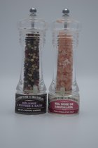 2 molens in cadeaudoosje - 1 molen met himalaya zout en 1 molen met 4 soorten pepers - Moederdag geschenk