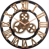 Vintage klok zwart met goud - Wandklok - Industrieel - Vintage - 40CM Diameter - Stil uurwerk - Keukenklok - Woonkamer Klok