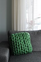 Handgemaakte kussen van 100% zuivere merino XXL lontwol - Smaragd Groen - 45 x 45 cm - huisdecoratie