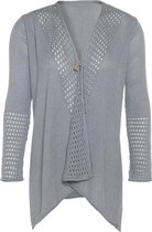 Knit Factory April Gebreid Vest - Cardigan dames - Luchtig grijs zomervest - Damesvest gemaakt van 50% katoen en 50% acryl - Licht Grijs - 40/42