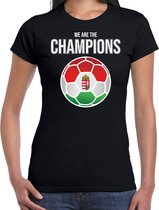 Hongarije EK/ WK supporter t-shirt - we are the champions met Hongaarse voetbal - zwart - dames - kleding / shirt 2XL