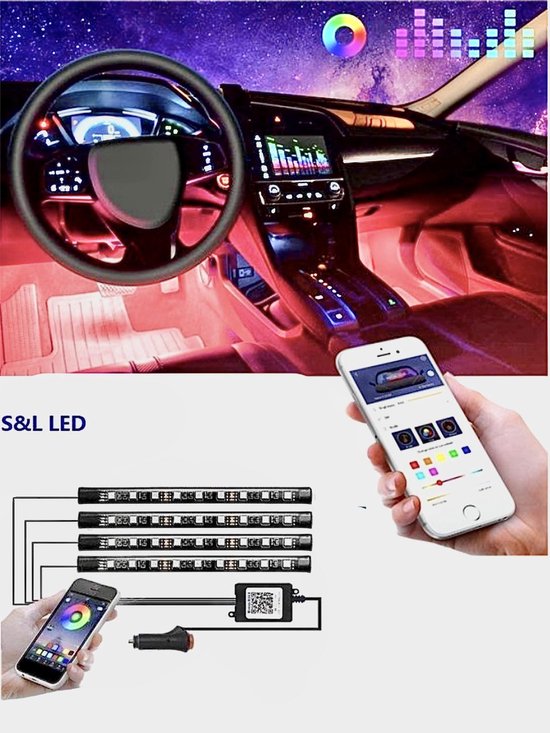 Éclairage intérieur de voiture à LED avec contrôle APP IOS