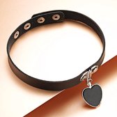 Hangende Hart Choker | Zwarte PU Leer | Black Heart Riem | Valentijnsdag | Cadeau voor Haar