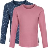 Minymo T-shirt Basic Meisjes Katoen Roze/blauw 2 Stuks Maat 80