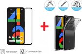 2-In-1 Screenprotector Hoesje Bescherming Protector Set Geschikt Voor Google Pixel 4a - Full Cover 3D Edge Tempered Glass Screen Protector Met Siliconen Back Bescherm Hoes Cover Ca