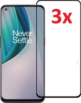 Full Cover 3D Edge Tempered Glass Screenprotector - Geschikt voor OnePlus Nord N10 5G - 3 Screenprotectors
