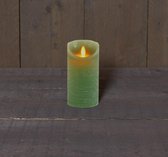 1x Jade groene LED kaarsen / stompkaarsen 15 cm - Luxe kaarsen op batterijen met bewegende vlam