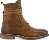 Travelin' Lacanau - Dames Veterschoenen met rits - Leren enkellaarzen - Cognac Bruin Leer - Maat 43