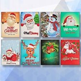 Diamond painting pakket Kerstkaarten met Kerstboom - ronde steentjes - set van 8 verschillende kaarten - kerstman, unicorn, sneeuwpop, hert, kerstklokken, merry christmas!