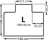 Ecoblue Stoelmat Rechthoek met lip lange zijde voor harde vloeren 150x120 cm.