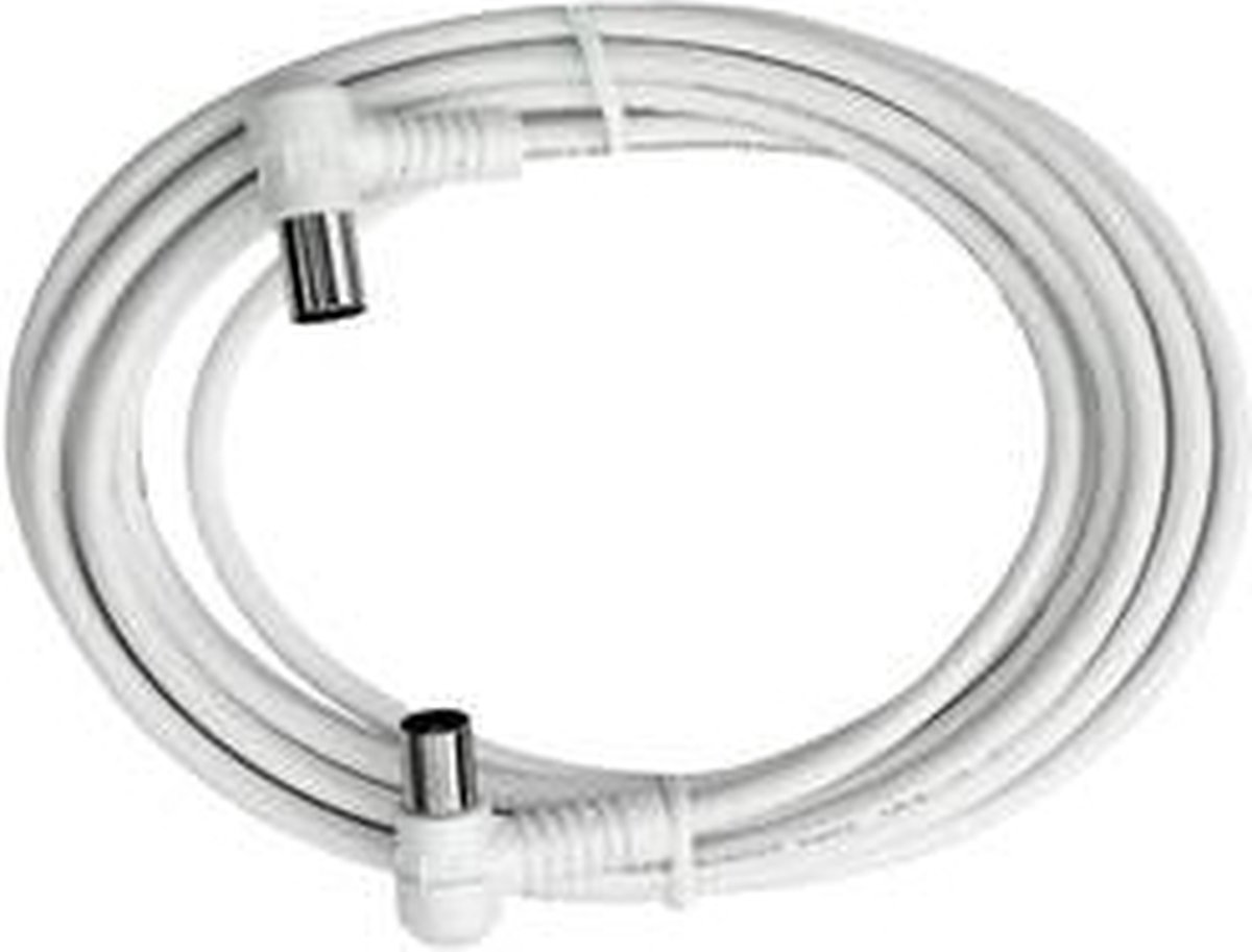 Axing Antenne Aansluitkabel [1x Antennestekker 75 Ω - 1x Antennebus 75 Ω] 7.50 m 85 dB Wit
