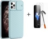 GSMNed – iPhone 12 Pro Max Blauw – hoogwaardig siliconen Case Blauw – iPhone 12 Pro Max Blauw – hoesje voor iPhone Blauw – shockproof – camera bescherming – met screenprotector iPh