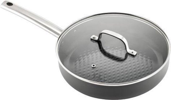 ISENVI Murray keramische hapjespan 30 CM - RVS greep - Antraciet - Keramisch - 100% PFAS, PTFE en PFOA vrij - 100% duurzaam - Unieke Antiaanbaklaag - Non-stick bodem - Vaatwasbestendig - Geschikt voor alle warmtebronnen inclusief inductie