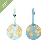 Kikkerland Bagagelabel – Wereld reiziger - Waterdicht - Reisaccessoires - Kofferlabel met wereld kaart print