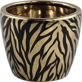 PTMD Brendy Black Gold keramiek dieren print pot rond M