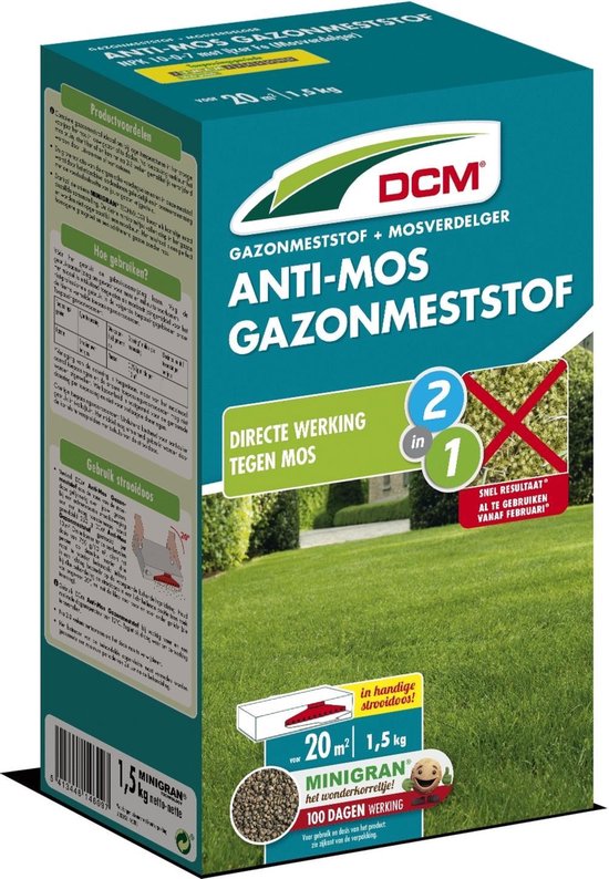 Engrais anti-mousse pour pelouse DCM - Engrais pour pelouse - 1,5