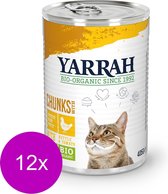 Yarrah Bio Kat Blik Chunks - Kip - Kattenvoer - 12 x 405 g