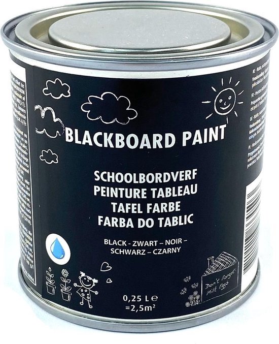 Afbeelding van Schoolbord krijtverf van WDMT™ | 0,25 liter | krijtbordverf | schoolbordverf zwart