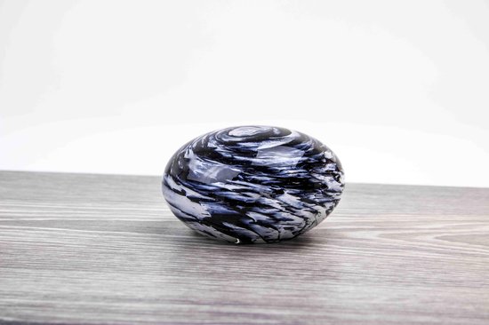 Mini urn 'Stone' Zwart Wit 9 cm van Loranto Glas