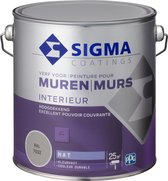 Sigma Muurverf - Muren en Plafonds - Grijs RAL 7032 - 2,5L - Voor binnen