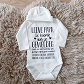 pyjama Baby pakje cadeau lieve papa geboorte meisje jongen set met tekst aanstaande zwanger kledingset pasgeboren unisex  romper lange mouw wit en broekje| Huispakje | Kraamkado |