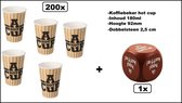 200x Koffie beker A hot cup180cc + dobbelsteen - koffie thee warme drank soep carnaval thema feest kantine festival grappig en fout