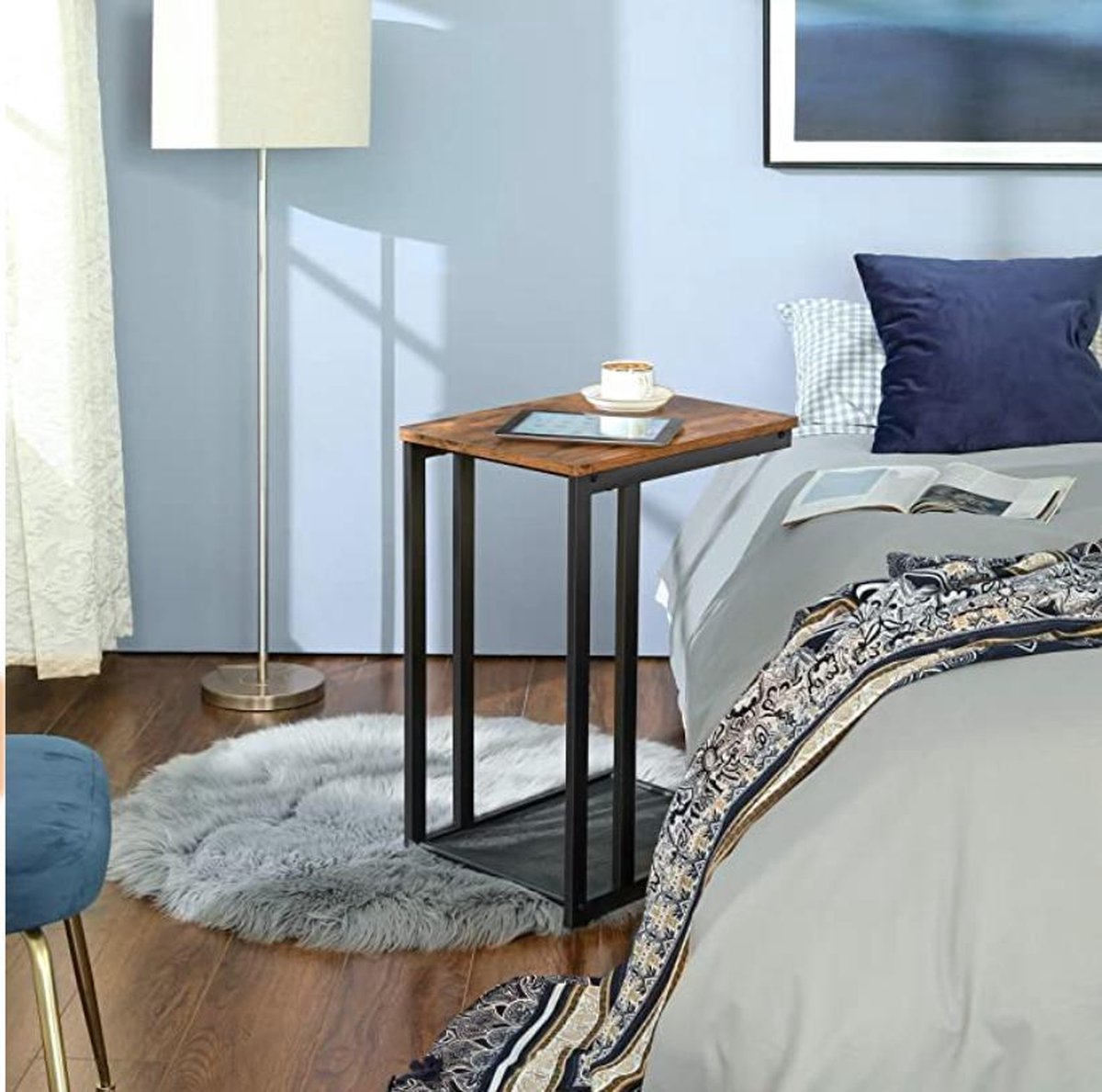 VASAGLE bijzettafel, salontafel met roosterplank, nachtkastje, ontbijt bij het bed