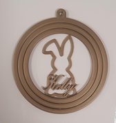 Pasen - ronde paashanger - met eigen naam - gepersonaliseerd - 1 hanger - uitvouwbaar - paastakken - paasboom - versiering - decoratie – brons