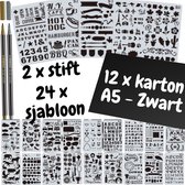 Bullet Journal Stencil Set - Sjablonen - Hobby Creatief Volwassenen - Handlettering - Scrapbook - Accesoires - Stiften - Karton