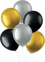 Gekleurde Ballonnen Zwart Goud Zilver Metallic 33cm 50st