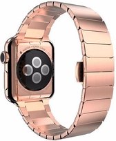 Geschikt voor Apple Watch bandje 38 / 40 / 41 mm - Series 1 2 3 4 5 6 7 SE - Smartwatch iWatch horloge band - 38mm 40mm 41mm - Fungus - RVS metaal - Rosegoud - Streep