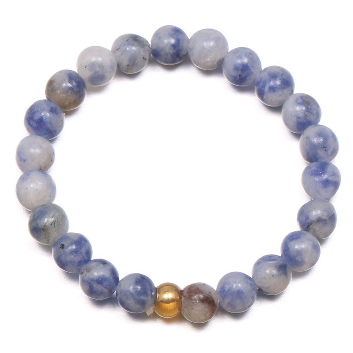 Jomide Ring Kralen - Handgemaakt Natuursteen - Witblauw