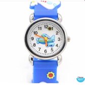 Horloge- blauw-siliconen-vliegtuig-Charme bIjoux